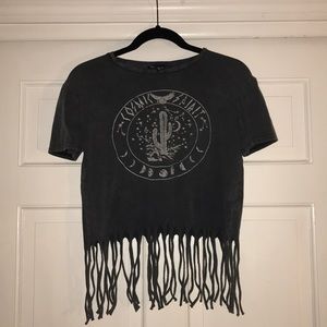 Atmosphere Grey Crop Top with Fringe